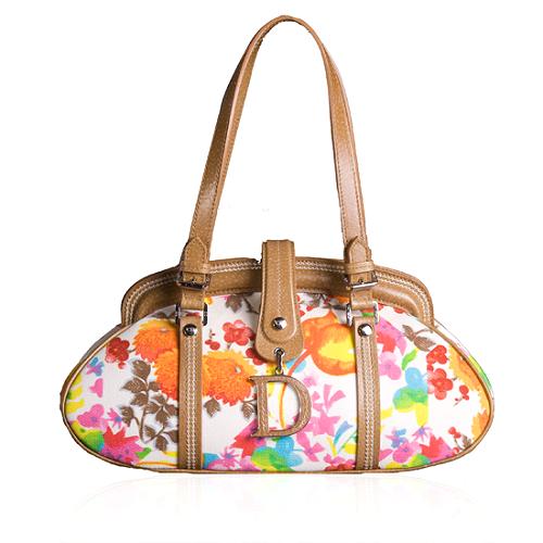 Dior Flower Canvas Detective Satchel Handbag