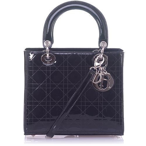Dior Lady Dior Cannage Patent Leather Tote