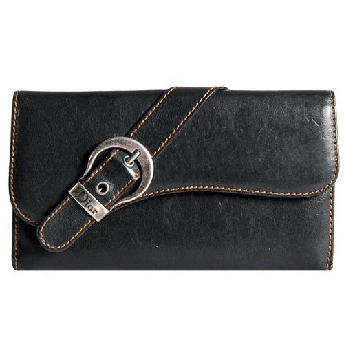 Dior Leather Gaucho Checkbook Wallet