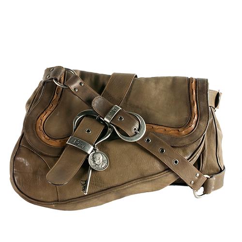 Dior Leather Gaucho Large Double Saddle Shoulder Handbag