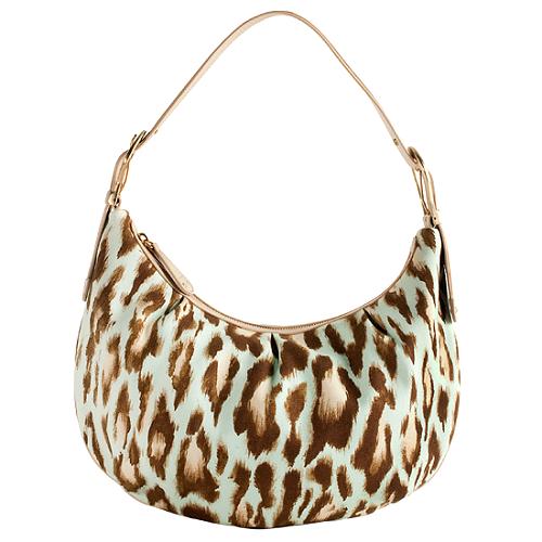 Dior Leopard Print Buckle Hobo Handbag
