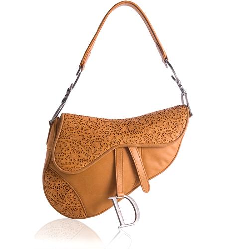Dior Limited Edition Laser Cut Lace Saddle Shoulder Handbag