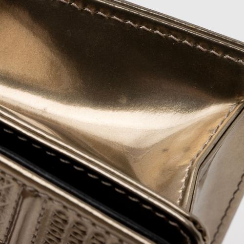 CHRISTIAN DIOR Metallic Patent Micro-Cannage Diorama Wallet on