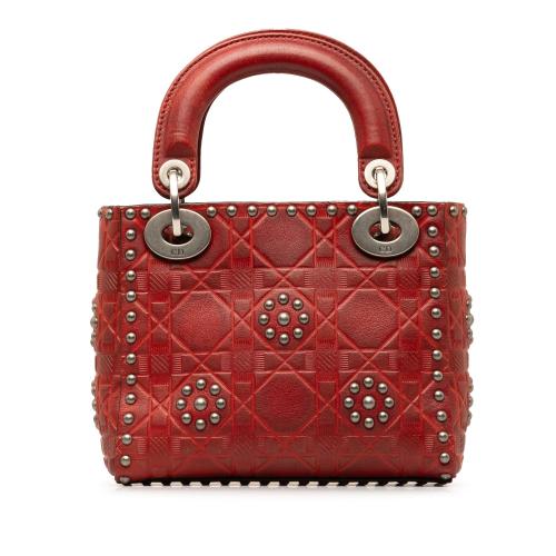 Dior Mini Embossed Calfskin Cannage Studded Supple Lady Dior