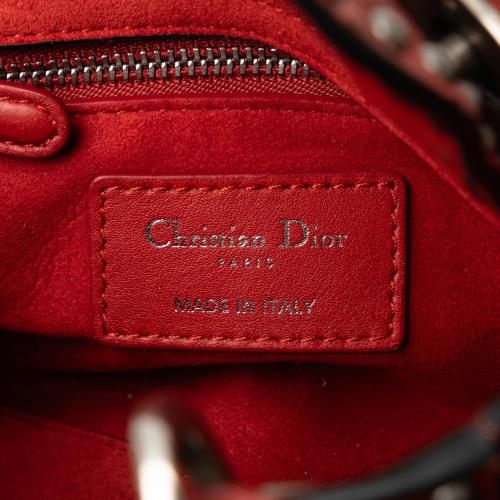 Dior Mini Embossed Calfskin Cannage Studded Supple Lady Dior
