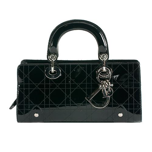 Dior Patent Leather Lady Dior East/West Satchel Handbag
