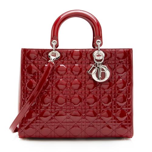 Dior Patent Leather Lady Dior Large Tote