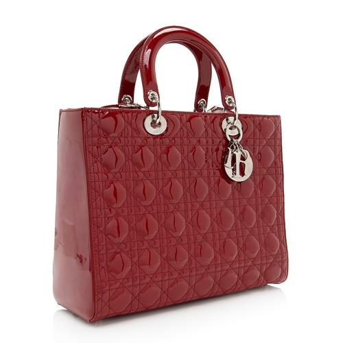 Dior Patent Leather Lady Dior Large Tote