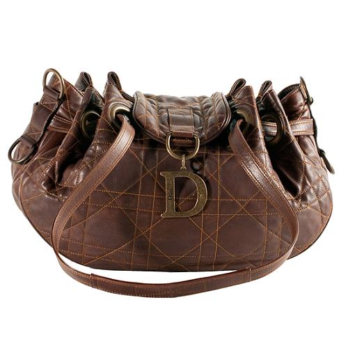 Dior Quilted Cannage Cinched Shoulder Handbag
