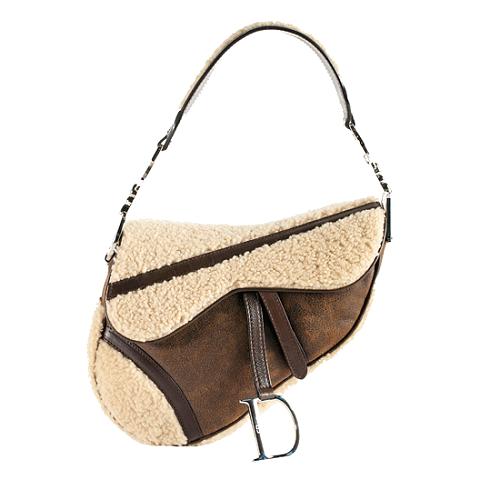 Dior Shearling Saddle Shoulder Handbag