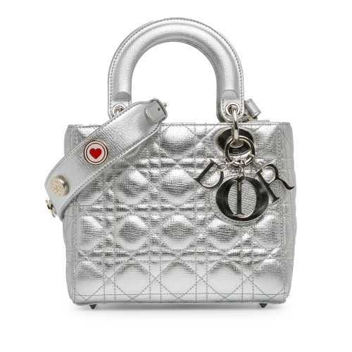 Dior Small Metallic Grained Calfskin Cannage Lucky Badges My Lady Dior