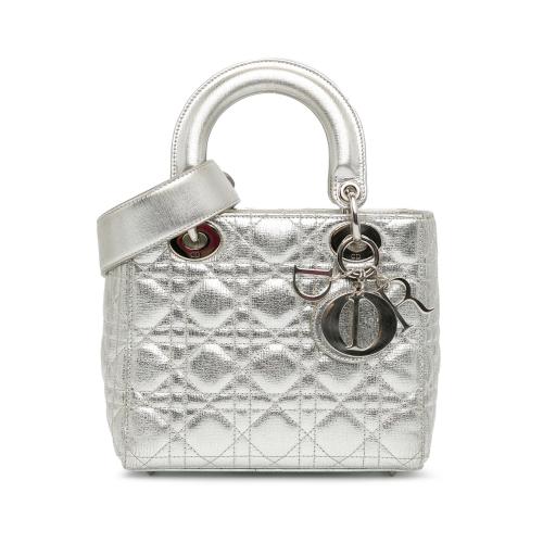 Dior Small Metallic Grained Calfskin Cannage Lucky Badges My Lady Dior