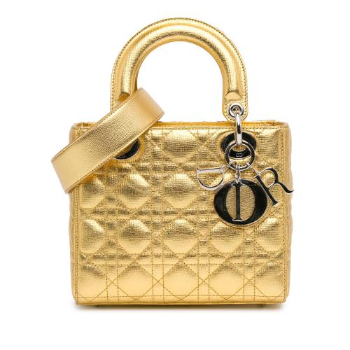 Dior Small Metallic Grained Calfskin Cannage Lucky Badges My Lady Dior