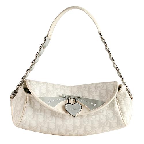 Christian Dior White and Grey Monogram Coated Canvas Romantique