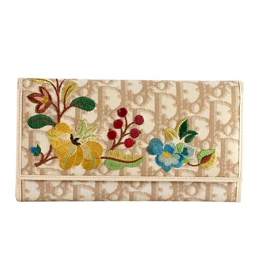 Dior Vintage Flowers Embroidered Wallet