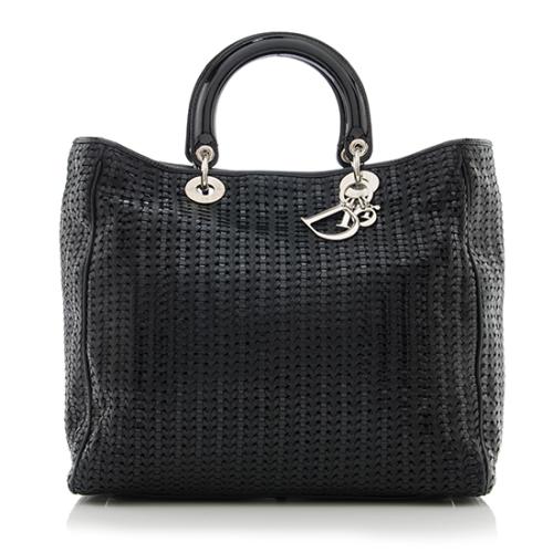 Dior Woven Leather Soft Lady Dior Large Tote