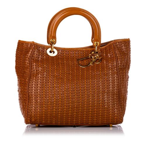 Dior Woven Soft Lady Dior Leather Tote Bag