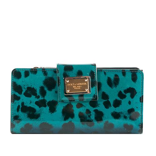 Dolce & Gabbana Leopard Print Patent Leather Wallet