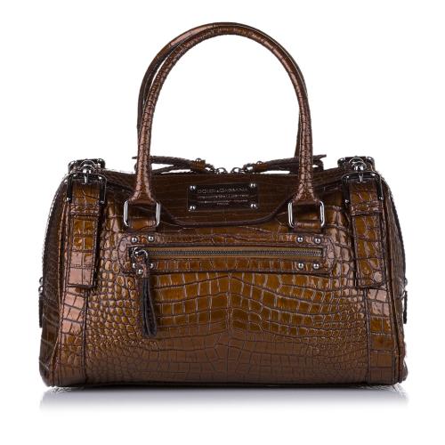 Dolce & Gabbana Miss Easy Way Embossed Leather Boston Bag