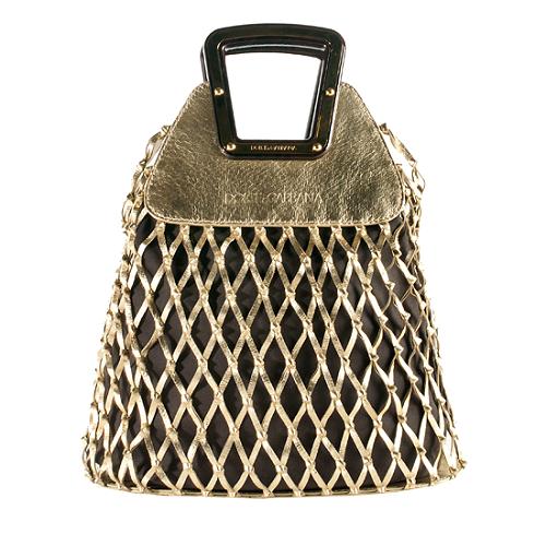 Dolce & Gabbana Woven Metallic Leather Knot Tote