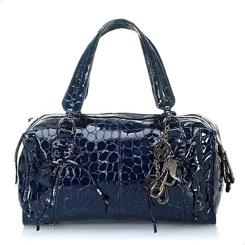 Donald J Pliner Croco Patent Leather Satchel Handbag