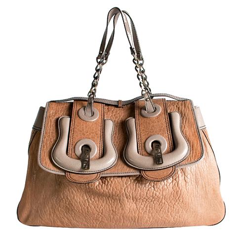 Fendi Leather B Bag Large Satchel Handbag