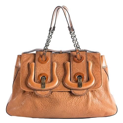 Fendi Leather B Bag Large Satchel Handbag