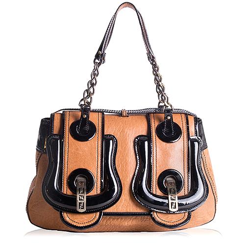 Fendi Leather B Bag Satchel Handbag
