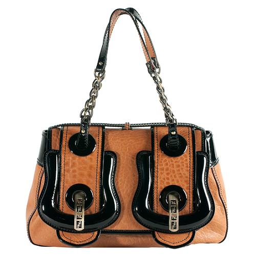 Fendi Leather B Bag Satchel Handbag