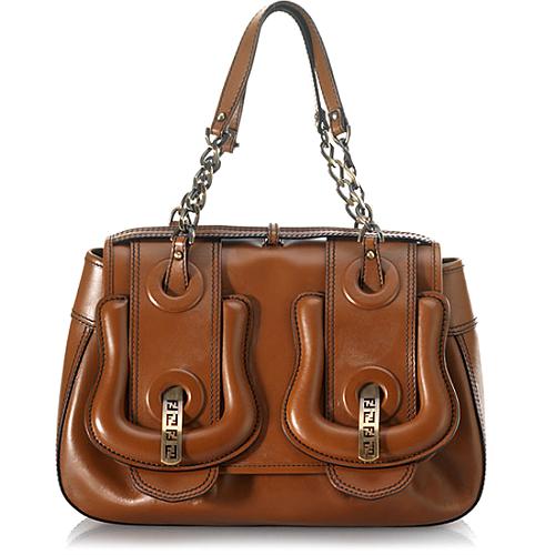 Fendi Leather B Buckle Shoulder Handbag