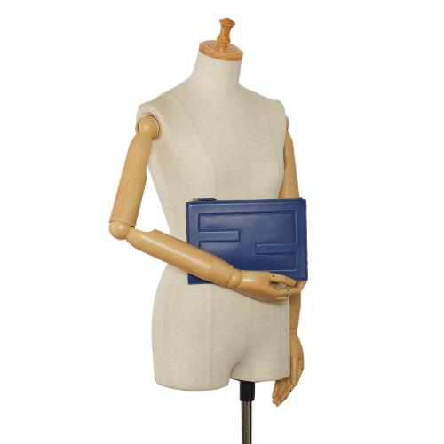 Fendi Baguette Leather Zip Clutch Bag
