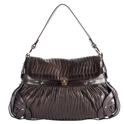 Fendi Black Ruched Nappa Leather Shoulder Handbag