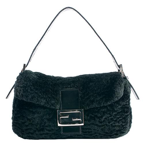 Fendi Broadtail Fur Baguette Shoulder Handbag