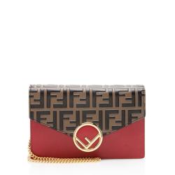Fendi FF Embossed Calfskin Wallet on Chain Mini Bag