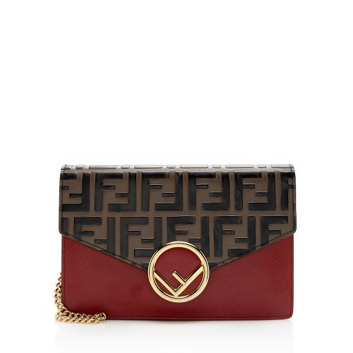 Fendi FF Embossed Calfskin Wallet on Chain Mini Bag