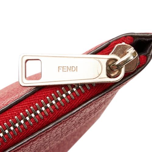Fendi Face Leather Clutch Bag