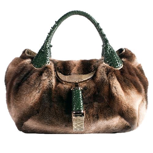 Fendi Fur Spy Satchel Handbag