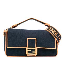 Fendi Large Denim Baguette Satchel