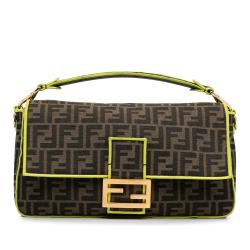 Fendi Large Zucca Fluo Trim Baguette Satchel