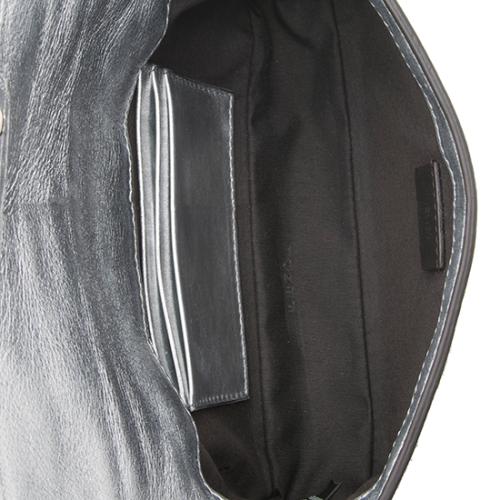 Fendi FF Embossed Metallic Leather Baguette Shoulder Bag