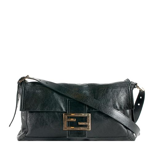Fendi Leather Maxi Baguette Shoulder Bag