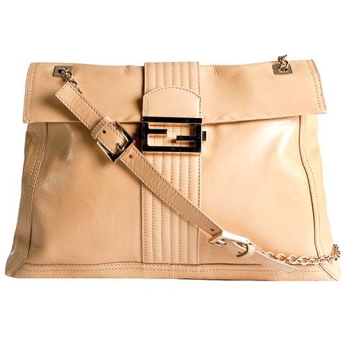 Fendi Leather Maxi Baguette Shoulder Handbag