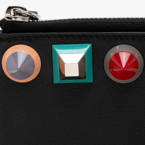 Fendi Leather Multicolor Studded Zip Pouch