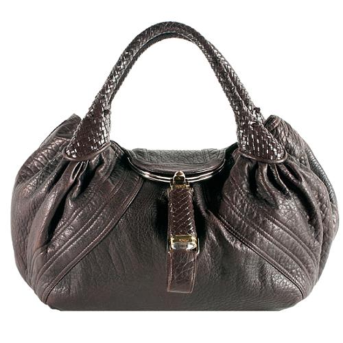 Fendi Leather Spy Satchel Handbag