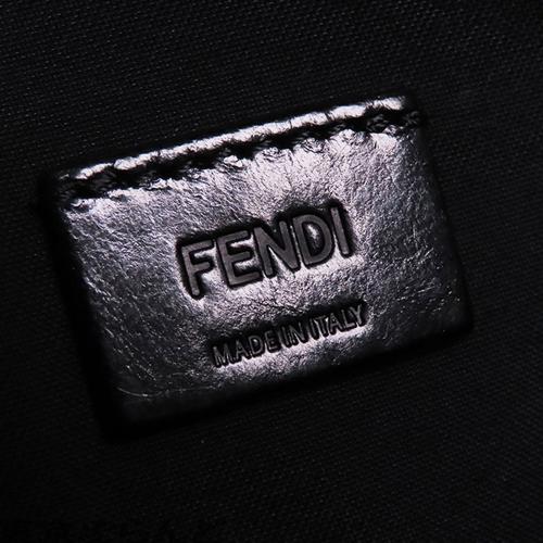Fendi Leather Vocabulary 3D Logo Zip Pouch
