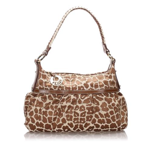 Fendi Leopard Print Canvas Chef Shoulder Bag