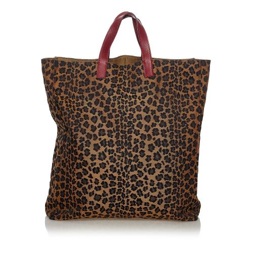 Fendi Leopard Print Nylon Tote Bag