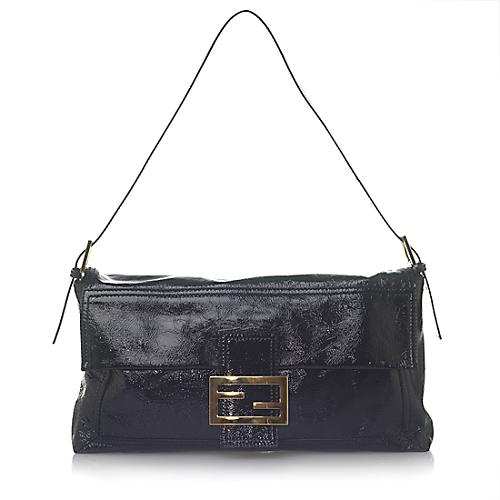 Fendi Leather Maxi Baguette Shoulder Handbag