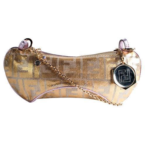 Fendi Metallic Zucca Evening Handbag
