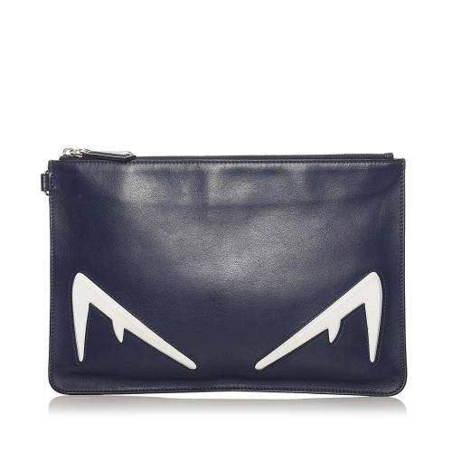 Fendi Monster Leather Clutch Bag